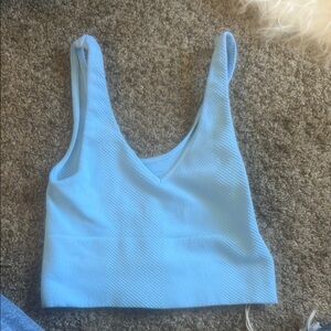 PacSun Blue Sleeveless Fitted Crop Tank Top